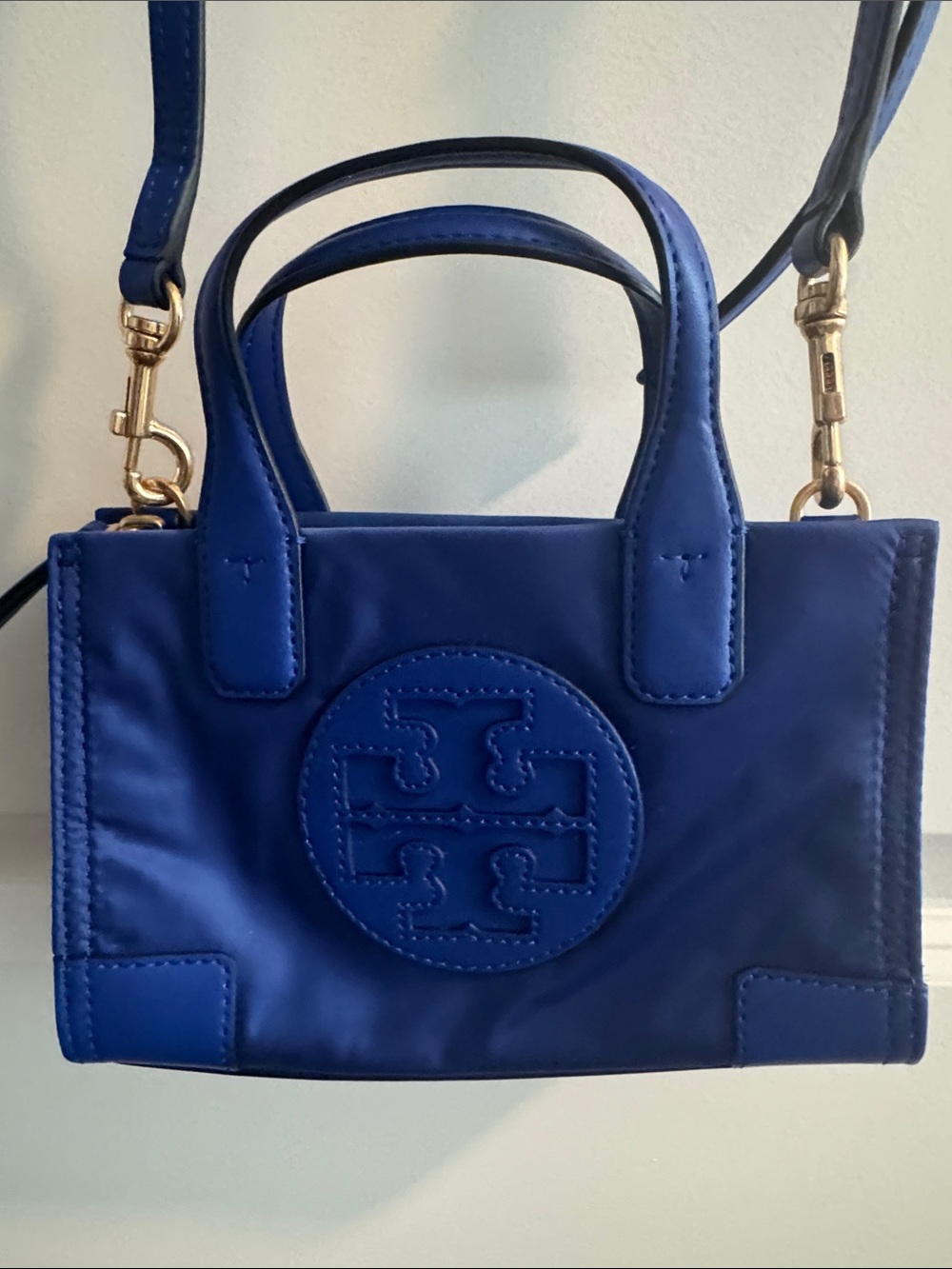 Tory Burch Royal Blue Mini Tote with Logo Patch